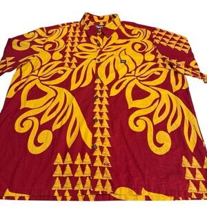 Rix Hawaiian Shirt Men’s 4XL Alohawear Red Yellow Big & Tall Short Sleeve